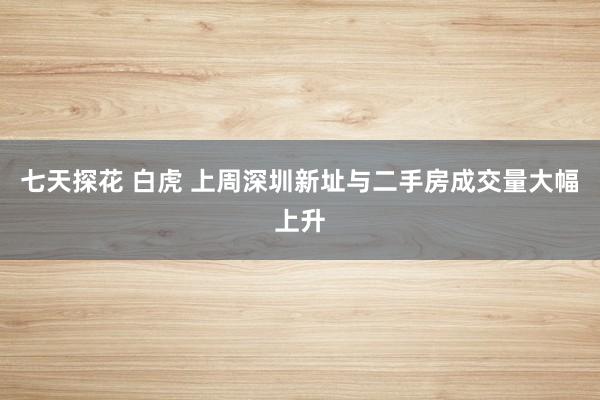 七天探花 白虎 上周深圳新址与二手房成交量大幅上升