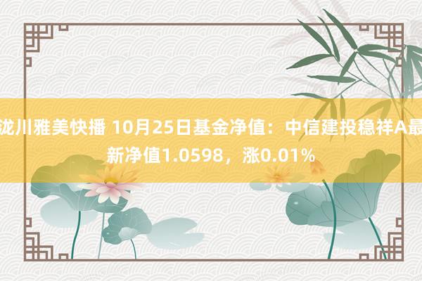 泷川雅美快播 10月25日基金净值：中信建投稳祥A最新净值1.0598，涨0.01%