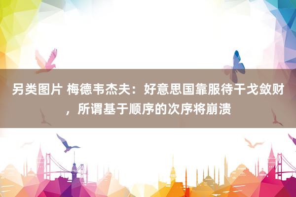 另类图片 梅德韦杰夫：好意思国靠服待干戈敛财，所谓基于顺序的次序将崩溃