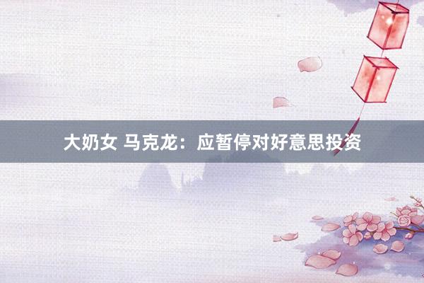 大奶女 马克龙：应暂停对好意思投资