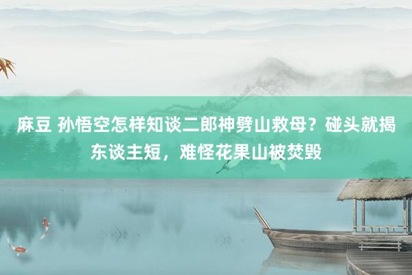 麻豆 孙悟空怎样知谈二郎神劈山救母？碰头就揭东谈主短，难怪花果山被焚毁